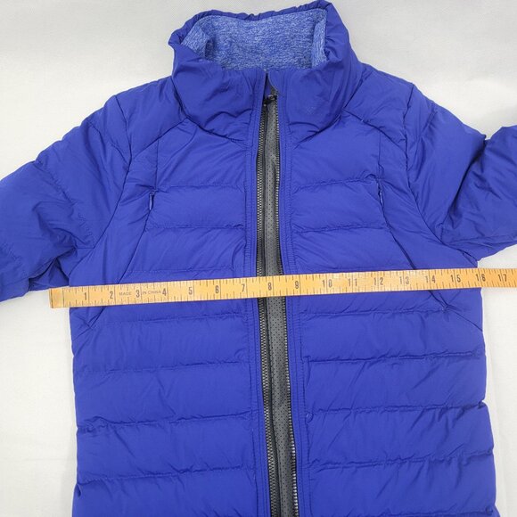 LULULEMON Womens Jacket Sz 4 Fluffed Up Goose Down Pigment BLUE Full Zip Running - Picture 11 of 16